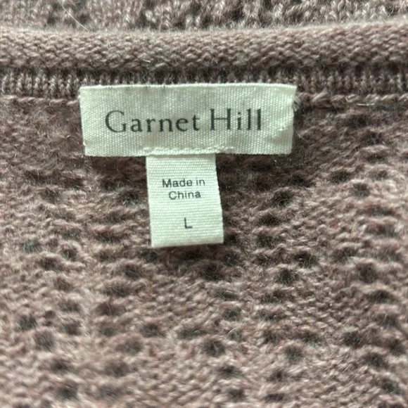 Garnet Hill 100% Cashmere Pointelle Knit Open Front Cardigan Sweater Lavender L - Picture 3 of 6